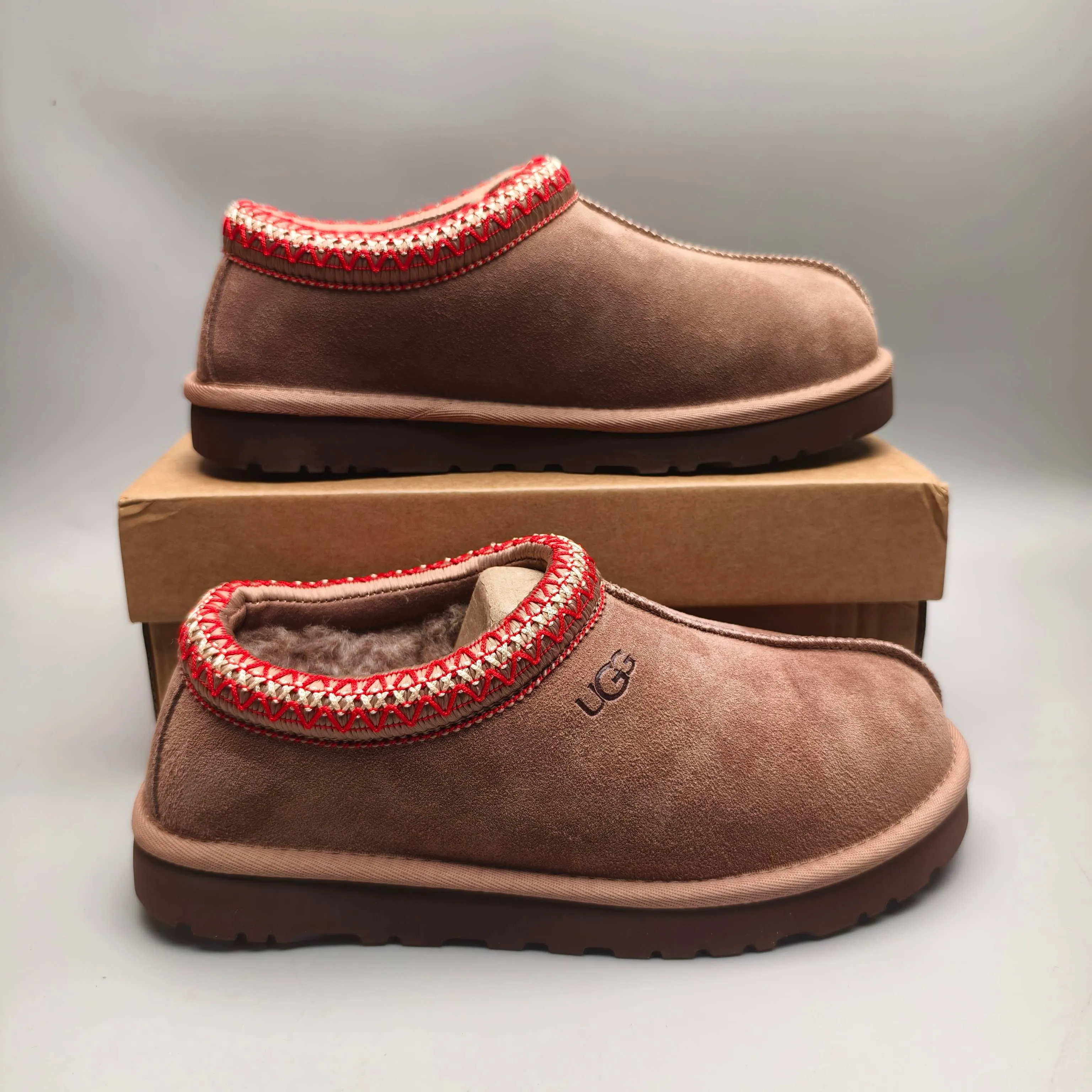 💰440 UGG sheepskin all-in-one snow boots for women, 5955 model 4470, one-legged ethnic style home style for women, color: light oak brown, pink, sand color, size: 35-41